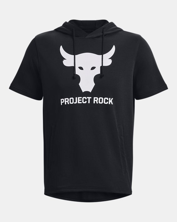 Men's Project Rock Terry Short Sleeve Hoodie, Black, pdpMainDesktop image number 4
